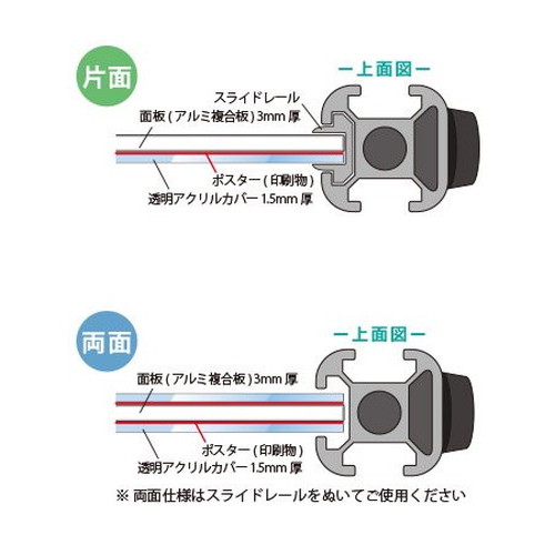 ブラックスマートメッセージスタンド，B2片面カタログケース付，BSMMSACK-B2Kの補助画像3