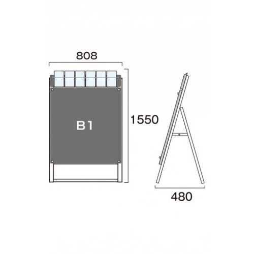 ポスター用スタンド看板パンフレットケース付，B1片面ブラック(屋外用)，PSSKP-B1KB-Gの補助画像1