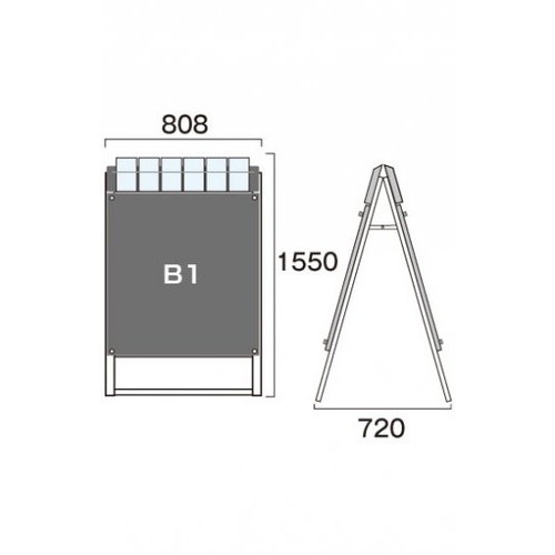 ポスター用スタンド看板パンフレットケース付，B1両面ホワイト(屋外用)，PSSKP-B1RW-Gの補助画像1