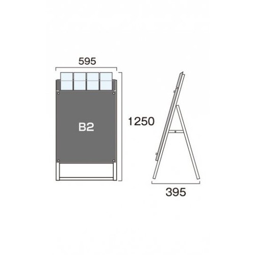 ポスター用スタンド看板パンフレットケース付，B2片面ブラック(屋外用)，PSSKP-B2KB-Gの補助画像1