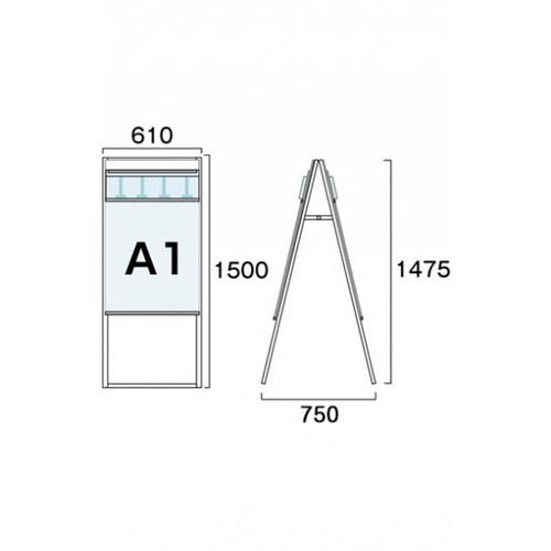 パンフレットケーススタンド看板，Dタイプ，A1両面，PCSKD-A1Rの補助画像1