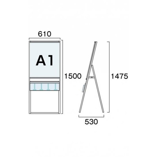 パンフレットケーススタンド看板，Uタイプ，A1片面，PCSKU-A1Kの補助画像1