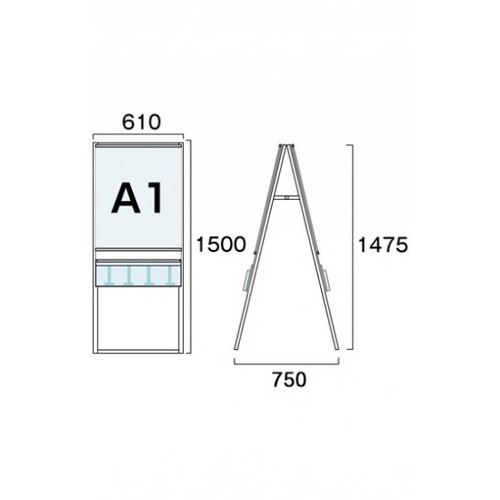 パンフレットケーススタンド看板，Uタイプ，A1両面，PCSKU-A1Rの補助画像1