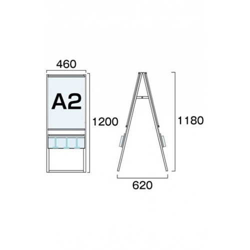 パンフレットケーススタンド看板，Uタイプ，A2両面，PCSKU-A2Rの補助画像1