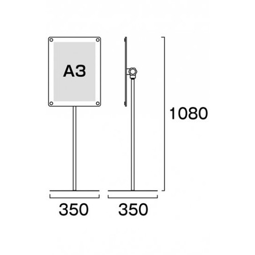 インフォメーションアクリルスタンド80，A3縦ブラック，INFA80-A3TBの補助画像1