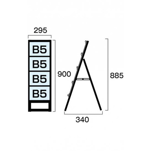 ブラックカードケーススタンド看板，B5横4片面，BCCSK-B5Y4Kの補助画像1