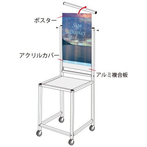 ブラックスマートサインテーブルA2，黒，BSMSGTB450×800-A2-Bの補助画像2