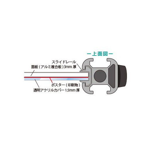 ブラックスマートサインテーブルA2，黒，BSMSGTB450×800-A2-Bの補助画像3