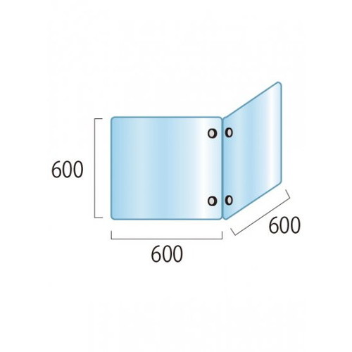 アクリルパーテーション二面，600×600×600，APT2F600X600X600の補助画像1