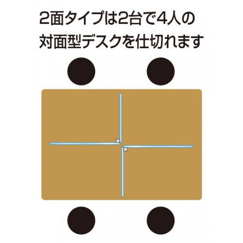 アクリルパーテーション二面，600×600×600，APT2F600X600X600の補助画像3
