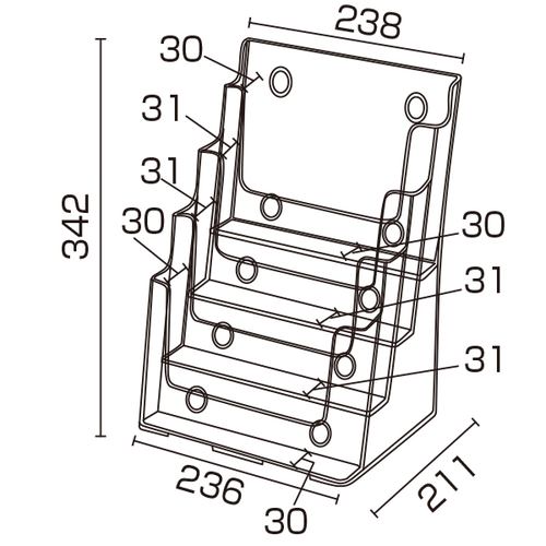 カタログケース 卓上タイプ A4 4段 59167-1* | 激安特価販売 看板材料.COM