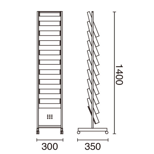 パンフレットスタンド，A4，10段，1列，56579-1*の補助画像