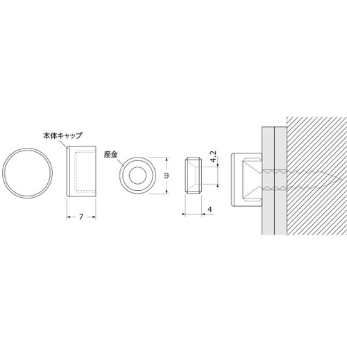 パネルフィクス平丸Ф12，ステンレス(SUS303)，SCPAA080 の補助画像
