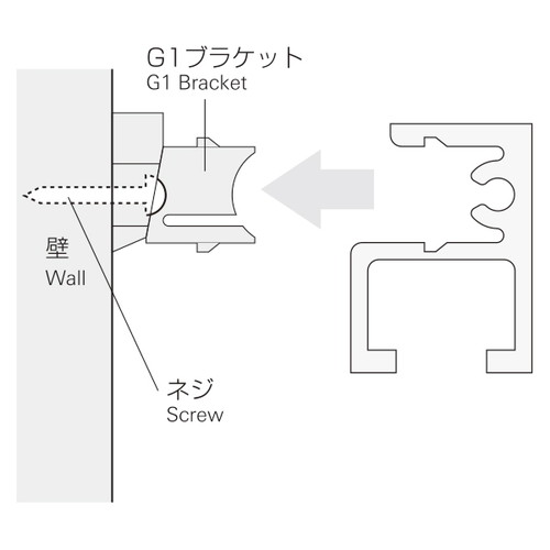 コレダーラインG1レール(軽量用)，3m，白，42231-2*の補助画像