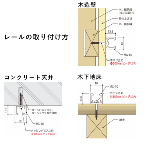 ピクチャーレール，MC-10H(穴アキ)2000，ホワイト，52951-6*の補助画像