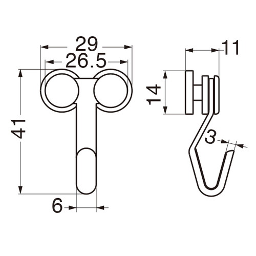 可動フックB，B1003，ニッケルメッキ，43158NKLの補助画像