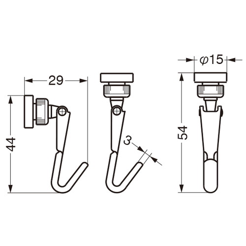 固定フックAB(両用)，B1011，ニッケルメッキ，43161NKLの補助画像