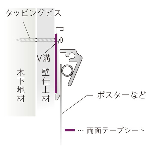 PO-LSポスターレールセットSタイプ，L1200，58686-4*の補助画像