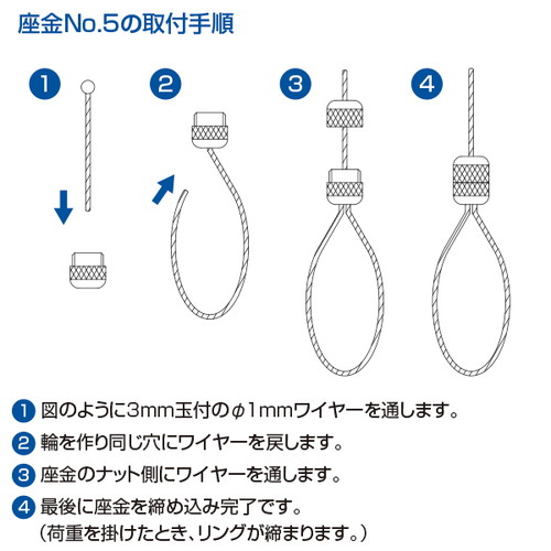 ハンディミニ下部座金，No5，φ1ワイヤー付，A0785***の補助画像