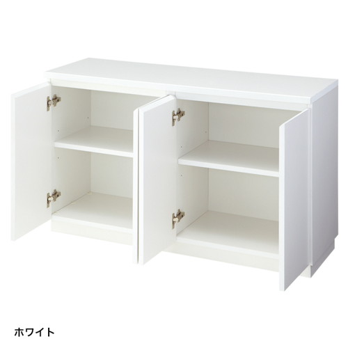 木製収納ボックスハイタイプW1200ホワイト，56434WHTの商品画像