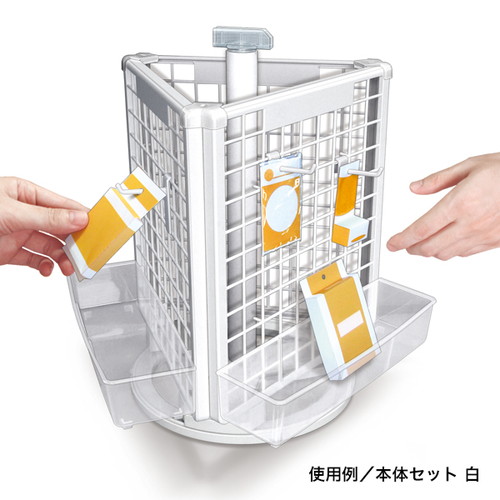 樹脂製卓上回転ネットディスプレイ，白，55780-1*の商品画像