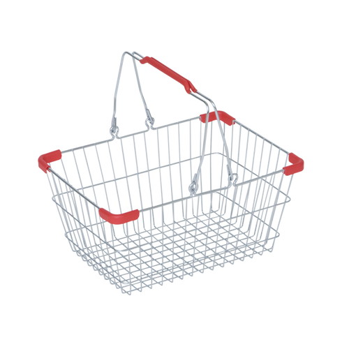 買物かご マーケットバスケット S(クローム/RED)バラ1ケ 50823-1*