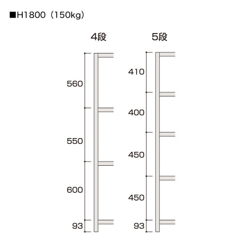 ラック150kg，H1800，4段連結，D620，W931，50963-10の補助画像