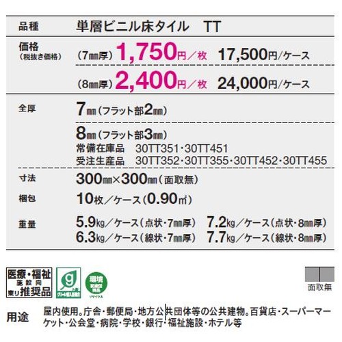 東リ，点字タイル，SGタイル，7mm厚，ケース売り，10枚入の補助画像