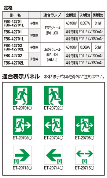 東芝，誘導灯器具，FBK-42702-LS17，B級BH天井直付両面誘導灯 の補助画像