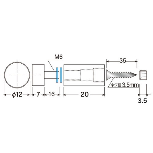 ウォールデコフック，タイプ2(セパ)20×φ12，53288-1* の商品画像