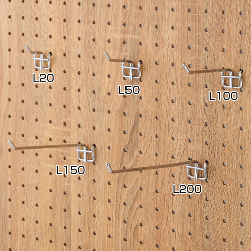 有孔パネル用フック(10本入)L20，クローム，60135-01の商品画像