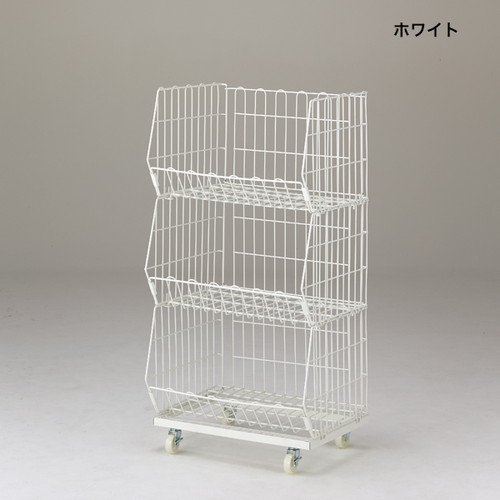 ジャンブルバスケット，ワイド3段，白，56481WHTの商品画像