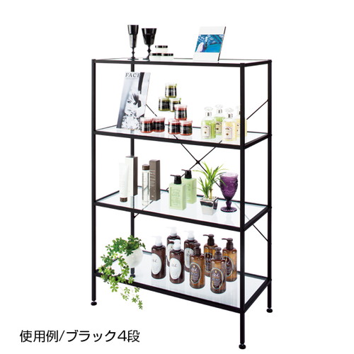 スリムガラスラック，4段ブラック，60324-01の商品画像
