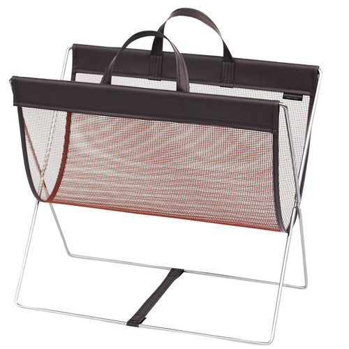 セルフワゴン持手付メッシュ×レザー調，茶，60357-02の商品画像