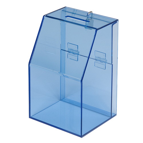アクリル募金箱/提案箱(中)ブルー透明，59444BLUの商品画像