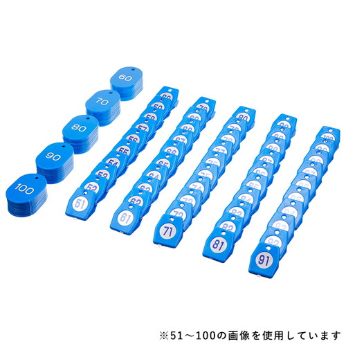 スチロールクロークチケットA型(1~50)，ブルー，11009BLUの商品画像