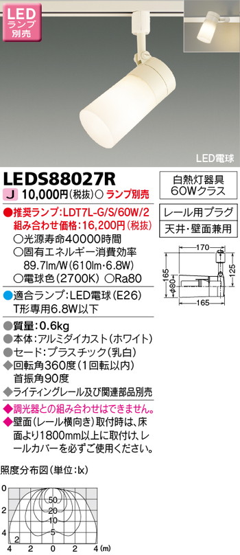 東芝 住宅照明 スポットライト LEDS88027R ※ランプ別売の商品画像