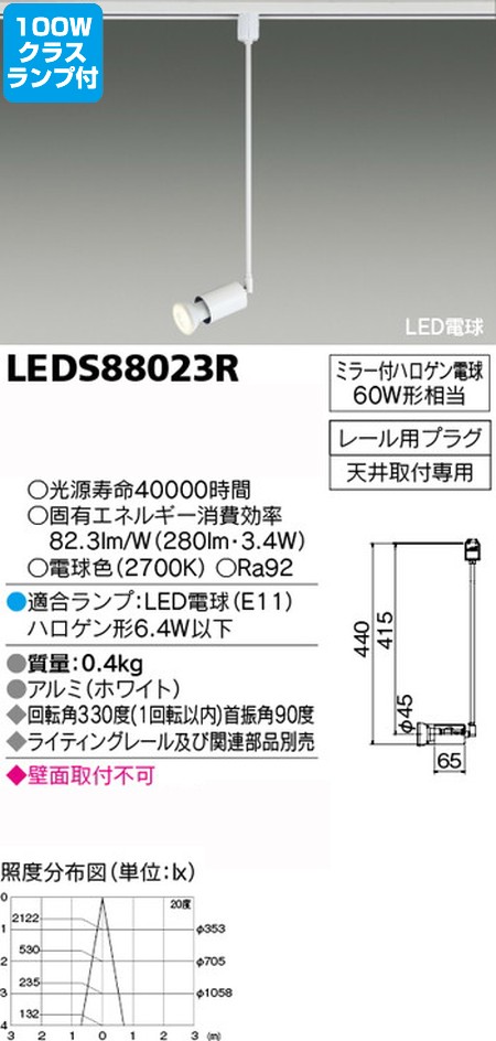 東芝，スポットライト，ハロゲン電球，100W相当，ランプセット，LEDS88023R，ランプ
