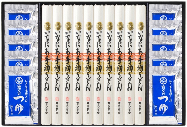 いなにわ手綯うどんつゆ詰め合わせ｜｜< 80g×10袋／寛文のつゆ30ｍｌ×10袋 >｜｜紙箱入【TU50】