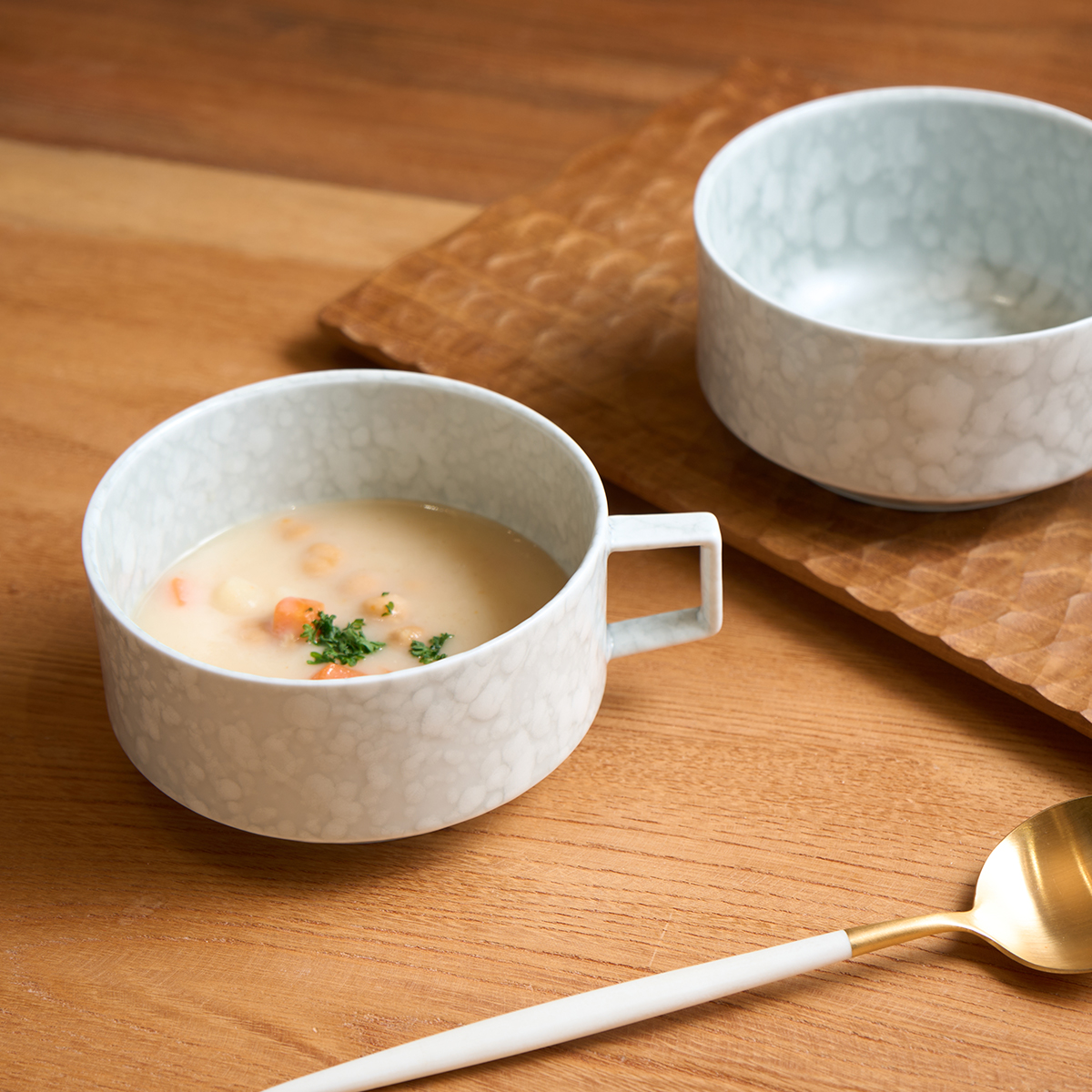 11.4cm スープカットボウル グレーマットホワイト /1枚