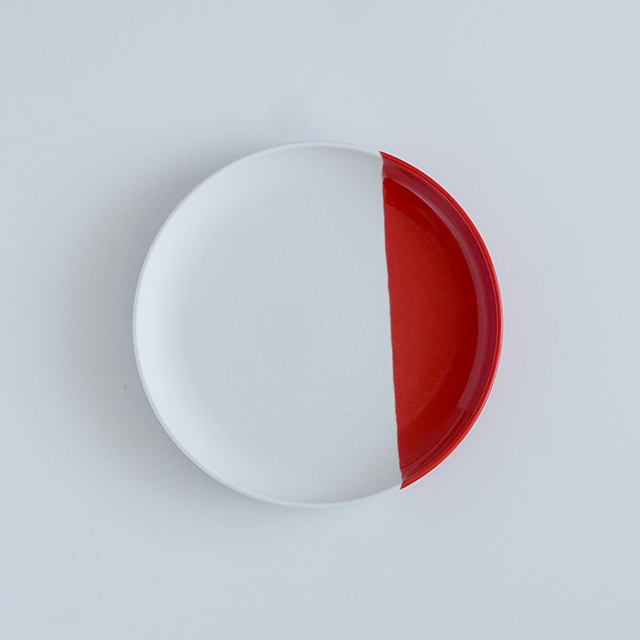 15cmフラット二重高台皿 レッドスノー