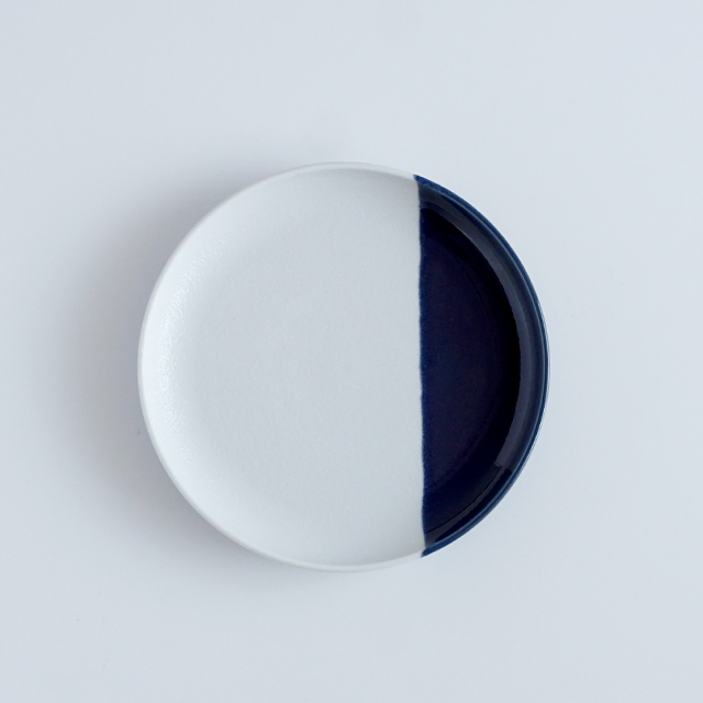 15cmフラット二重高台皿 蒼スノー