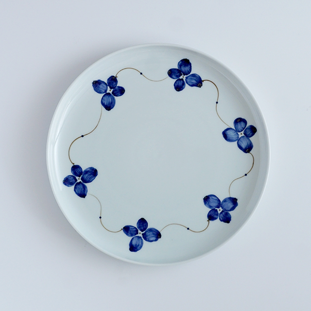 19cmフラット二重高台皿 花琳