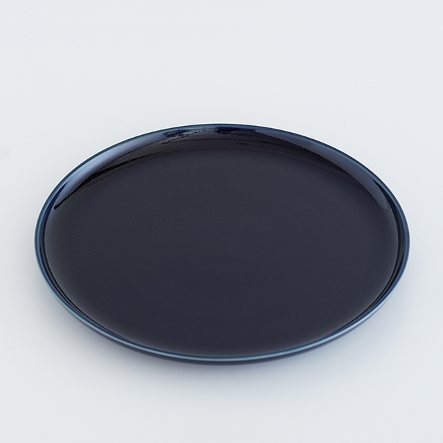 23.5cmフラット三重高台皿 蒼