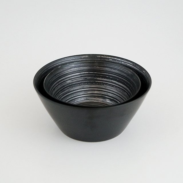 14.5cm 反りボウル いぶし黒銀刷毛 14.5cm 反りボウル いぶし黒銀刷毛