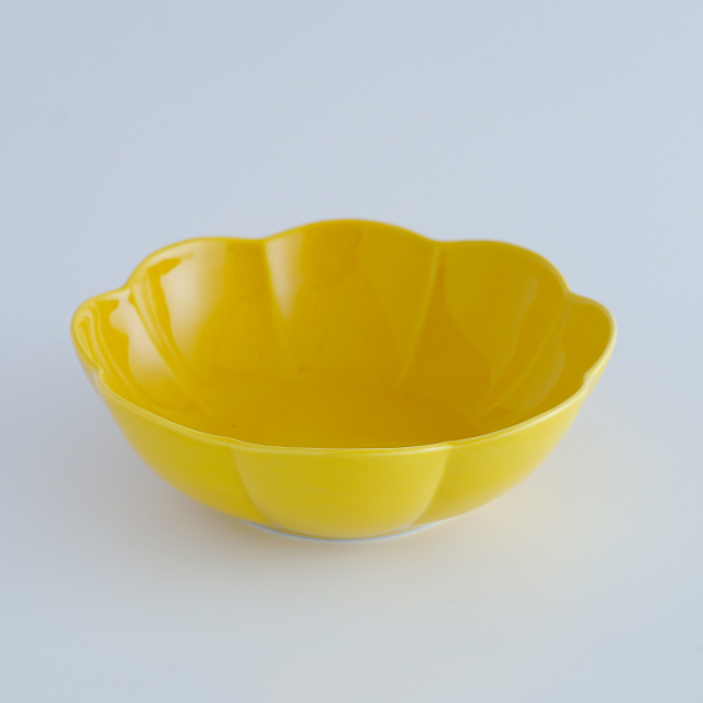 16cm 菊割深皿 イエロー