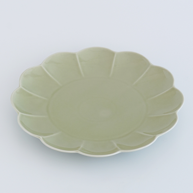 23cm 菊割皿 天龍青磁