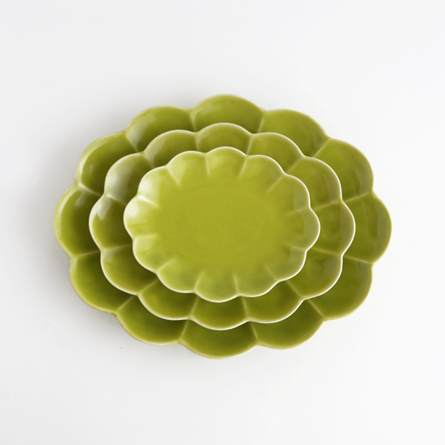 巧益造　菊割形丸皿 14枚 真鍮製 楕円菊割皿 ヒワオリベ [14cm-25cm] 3サイズ