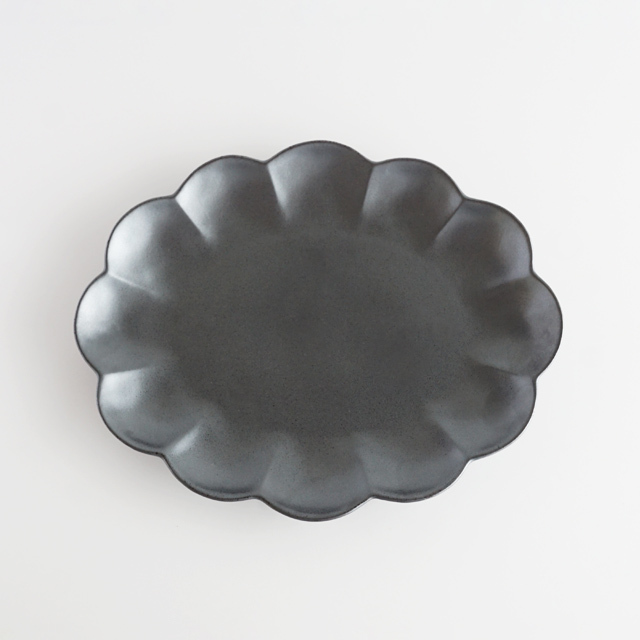 楕円菊割皿 銀砂 [14cm-25cm] 3サイズ