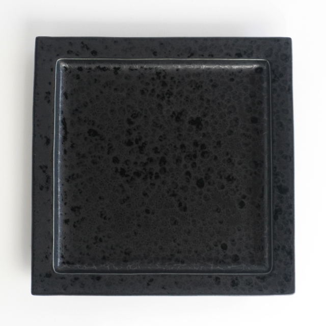 リム正角プレート 黒陶【3サイズ】（14cm-23.5cm）